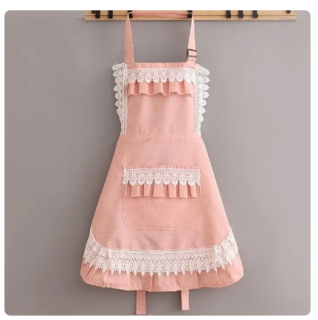 Zástěra omyvatelná puntíčky zdobená krajkou RETRO styl