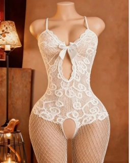 Sexy overal erotický bílý větší velikost
